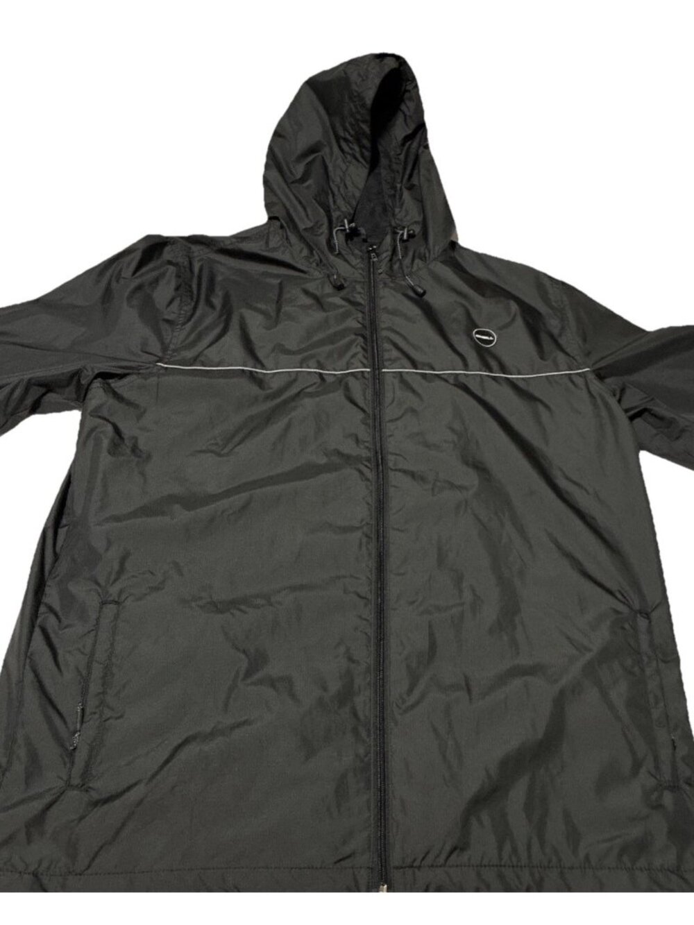 ONeill Mens XL Gray Full Zip Hooded Windbreaker Jacket Mesh Lining EUC pockets